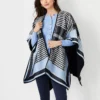 Plaid Open Poncho