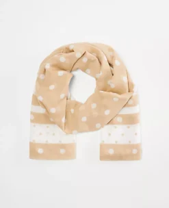 Large Polka Dot Scarf - Soft Cotton Modal Neutral Wrap