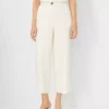 Petite Seamed Straight Leg Crop Pant - Curvy Fit Linen Blend