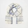 Elegant Shimmer Plaid Scarf with Soft Fringe Detail