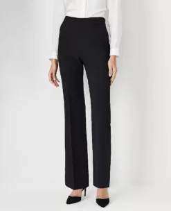 Women's Petite Black Fluid Crepe Side Zip Trouser Pants