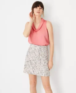 Petite Sleeveless Cowl Neck Top with Flattering Shirttail Hem