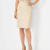 Petite Belted Herringbone Linen Blend Pencil Skirt for Work