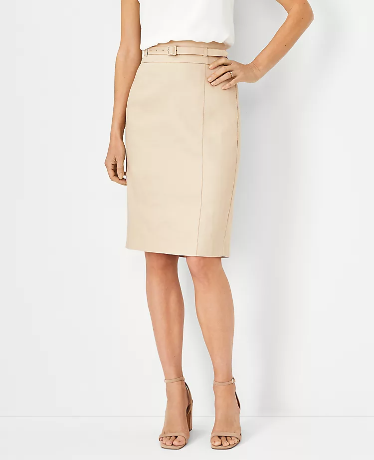 Petite Belted Herringbone Linen Blend Pencil Skirt for Work 1 Petite Belted Herringbone Linen Blend Pencil Skirt for Work