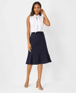 Petite Cotton Eyelet Pencil Skirt with Flounce Hem -Ann Taylor Store 611264 1362 ALT2