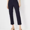 Petite Cotton Eyelet Crop Pants - Tailored Slim Fit Ankle Trousers