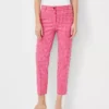 Petite Plaid Cotton Crop Pants - Slim Fit Tailored Work Trousers