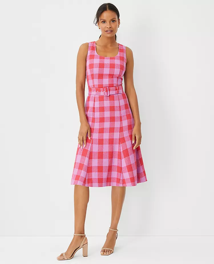 Petite Plaid Sleeveless Belted Midi Dress 1 Petite Plaid Sleeveless Belted Midi Dress