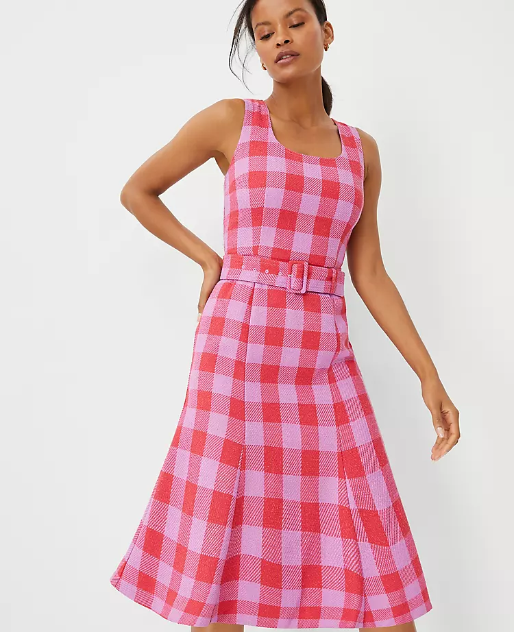 Petite Plaid Sleeveless Belted Midi Dress 3 Petite Plaid Sleeveless Belted Midi Dress - Image 3