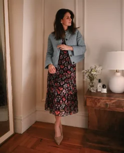 Petite Floral Tiered Midi Dress with Flutter Sleeves -Ann Taylor Store 611462 1362 MKTG1