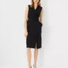 Petite Belted Lapel Work Dress - Sleeveless Fit & Flare Professional Wear