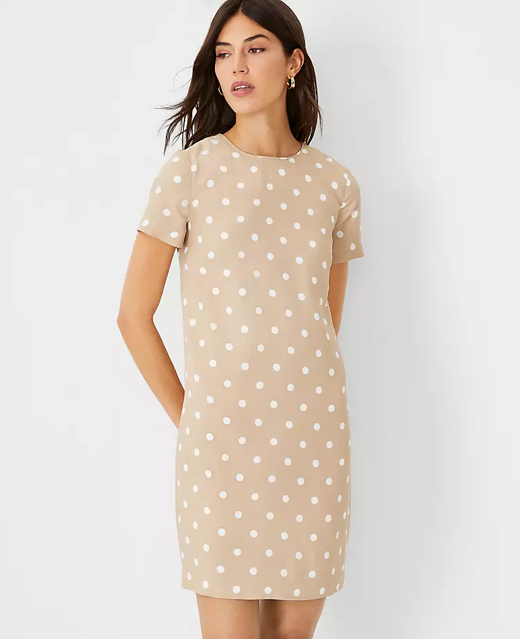 Petite Polka Dot Tee Shift Dress - Comfortable & Professional Summer Workwear 1 Petite Polka Dot Tee Shift Dress - Comfortable & Professional Summer Workwear