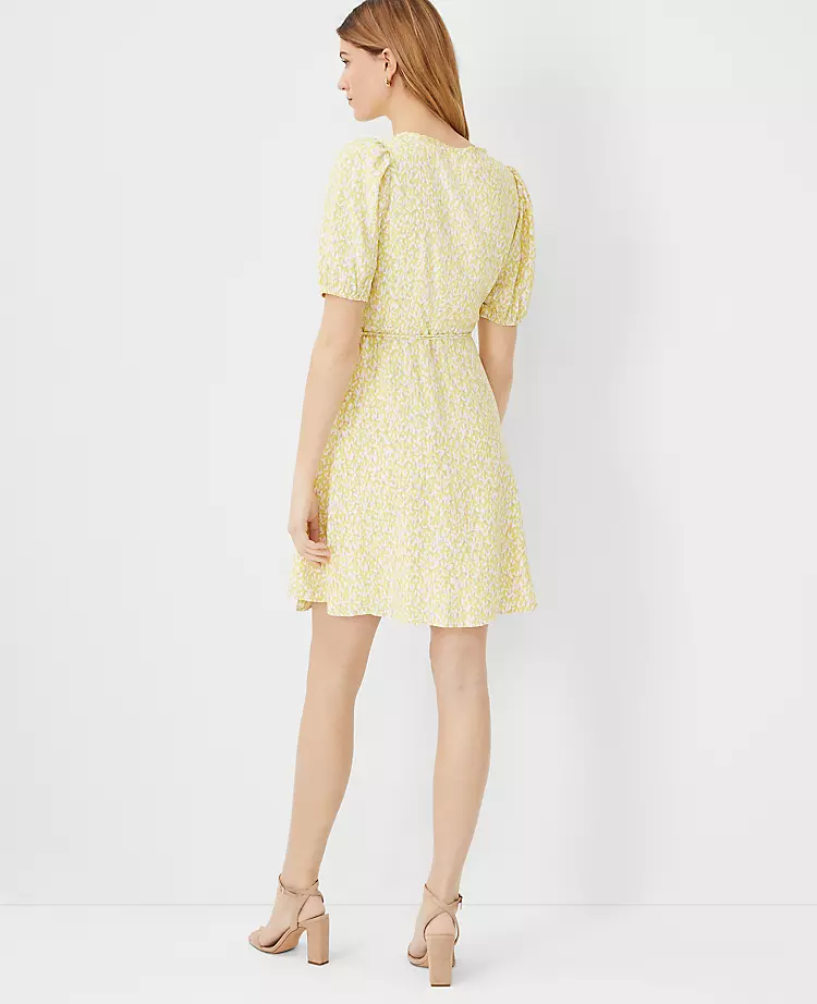 Petite Floral Puff Sleeve Wrap Dress - Spring Professional Workwear 2 Petite Floral Puff Sleeve Wrap Dress - Spring Professional Workwear - Image 2