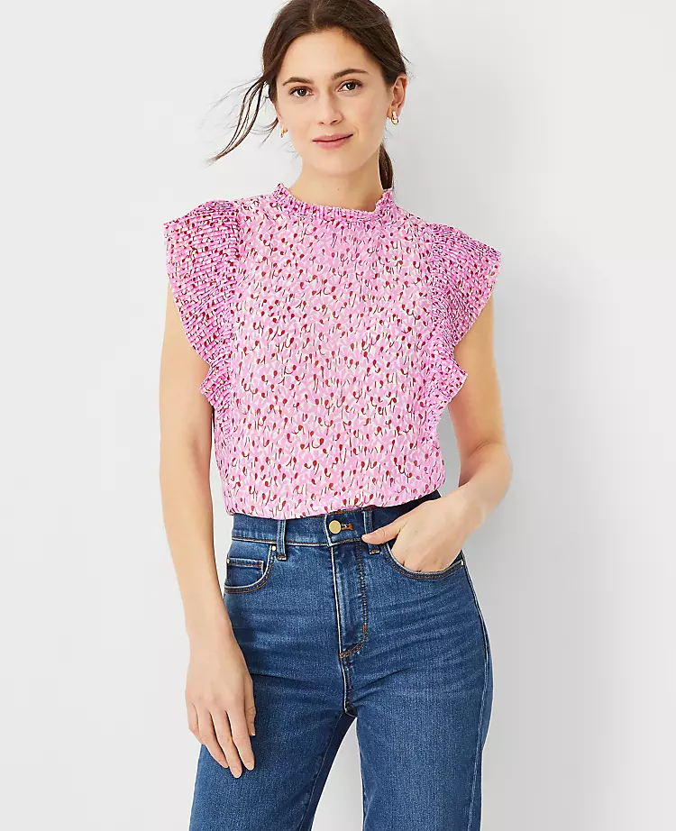 Floral Plisse Ruffle Top 1 Floral Plisse Ruffle Top