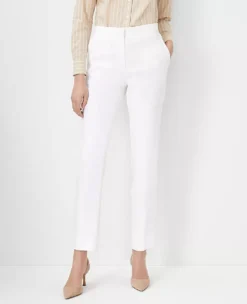 Petite Eva Herringbone Linen Blend Ankle Pants - Curvy Fit