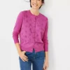 Ann Taylor Petite Mixed Media Eyelet Ann Cardigan