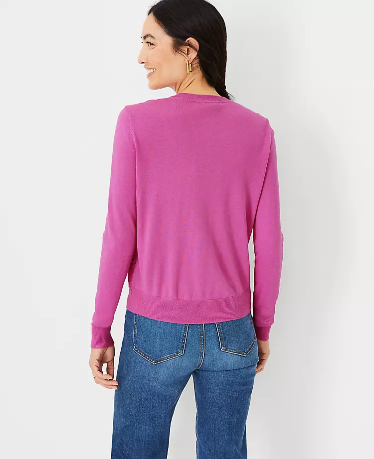 Ann Taylor Petite Mixed Media Eyelet Ann Cardigan 2 Ann Taylor Petite Mixed Media Eyelet Ann Cardigan - Image 2