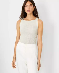 Petite Shimmer Sleeveless Sweater Shell - Elegant Square Neck Work Top 5 Petite Shimmer Sleeveless Sweater Shell - Elegant Square Neck Work Top -Ann Taylor Store 612106 3179 ALT2