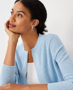 Petite Shimmer Cropped Open Front Cardigan for Work and Special Occasions -Ann Taylor Store 612107 0649 ALT2