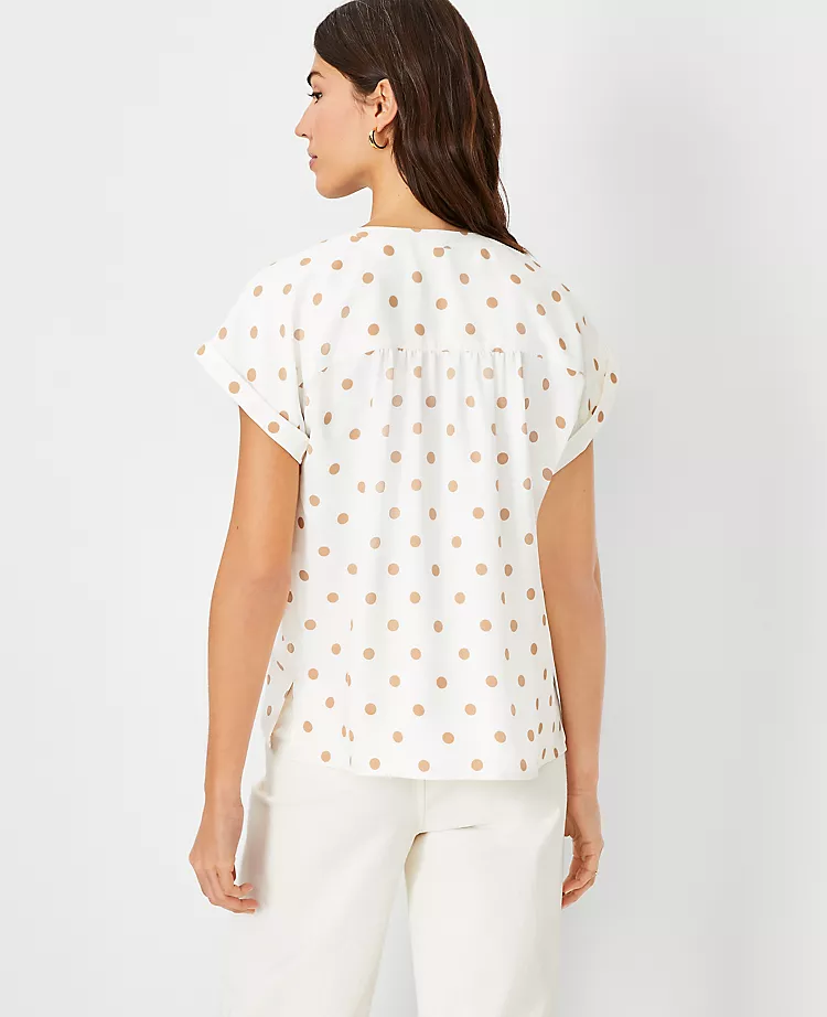 Petite Polka Dot Drop Shoulder Popover Blouse 2 Petite Polka Dot Drop Shoulder Popover Blouse - Image 2