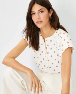 Petite Polka Dot Drop Shoulder Popover Blouse 6 Petite Polka Dot Drop Shoulder Popover Blouse -Ann Taylor Store 612169 9192 ALT2