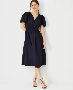 Flutter Sleeve Flare Dress