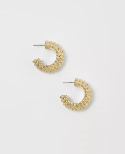 Textured Metal Hoop Earrings - Elegant 1-Inch Modern Jewelry