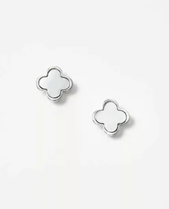 Elegant Lucky Clover Stud Earrings - Polished Four-Leaf Jewelry