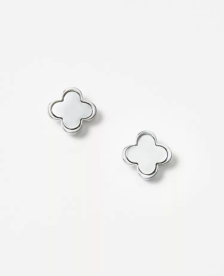 Elegant Lucky Clover Stud Earrings - Polished Four-Leaf Jewelry 1 Elegant Lucky Clover Stud Earrings - Polished Four-Leaf Jewelry