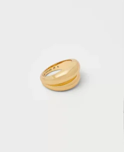 Modern Chunky Polished Metal Statement Ring - Bold Wide Band