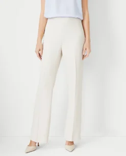 Petite High Rise Side Zip Flare Trouser in Ivory Fluid Crepe