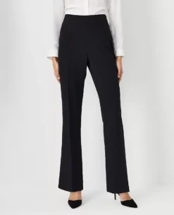 High-Rise Curvy Fit Side Zip Trouser in Fluid Crepe - Black