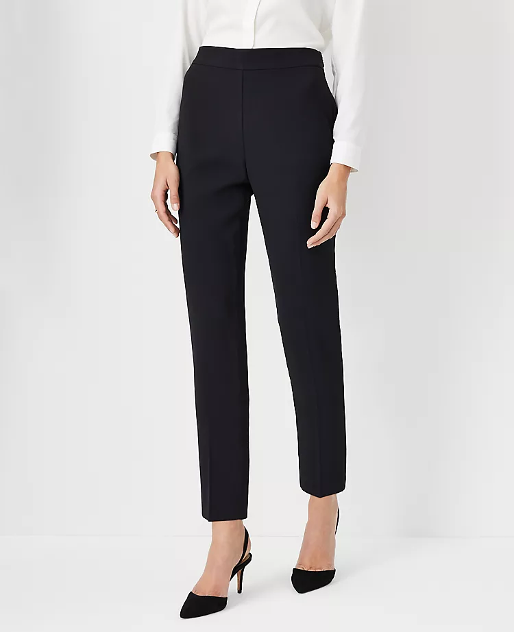 Petite High-Rise Side Zip Slim Ankle Pant in Black Fluid Crepe 1 Petite High-Rise Side Zip Slim Ankle Pant in Black Fluid Crepe