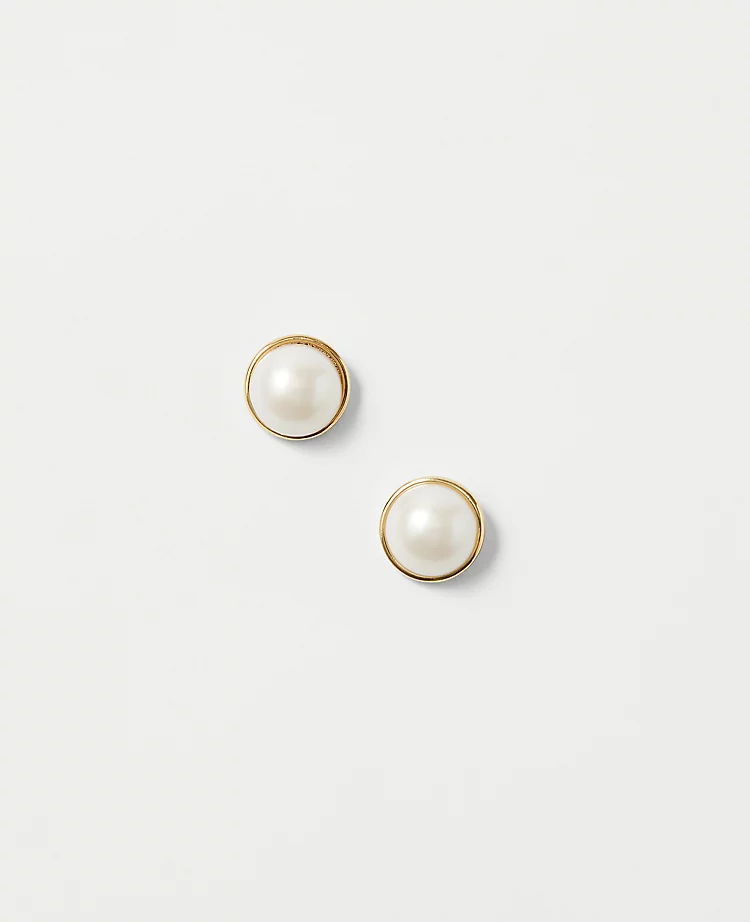 Pearlized Inset Stud Earrings - Luminous Classic Jewelry 1 Pearlized Inset Stud Earrings - Luminous Classic Jewelry