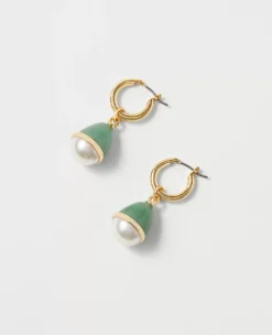 Pearlized Enamel Hoop Earrings with Secure Lever Back