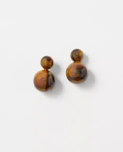 Tortoiseshell Ball Drop Earrings - Elegant Marbled Resin Jewelry