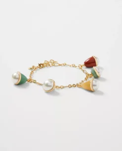 Pearlized Enamel Charm Bracelet - Elegant Adjustable Jewelry
