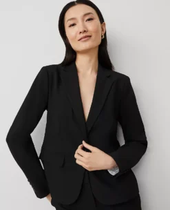 Women's Seasonless Stretch One-Button Tailored Blazer - Core Black 7 Women's Seasonless Stretch One-Button Tailored Blazer - Core Black -Ann Taylor Store 612797 6600 ALT3