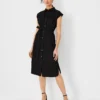 Petite Cap Sleeve Belted Shirtdress with Utility Pockets