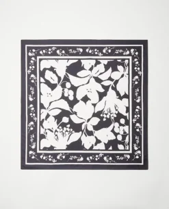 Botanical Shadow Silk Square Scarf - 100% Pure Silk Floral Necktie