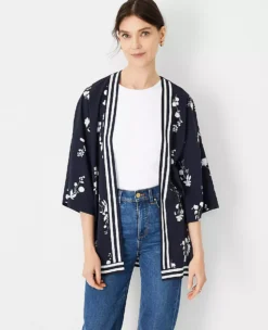Floral Kimono Cardigan - Elegant Lightweight Open Front Wrap
