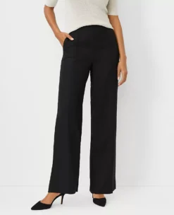 Petite Curvy Fit Seamed Side Zip Straight Work Pants