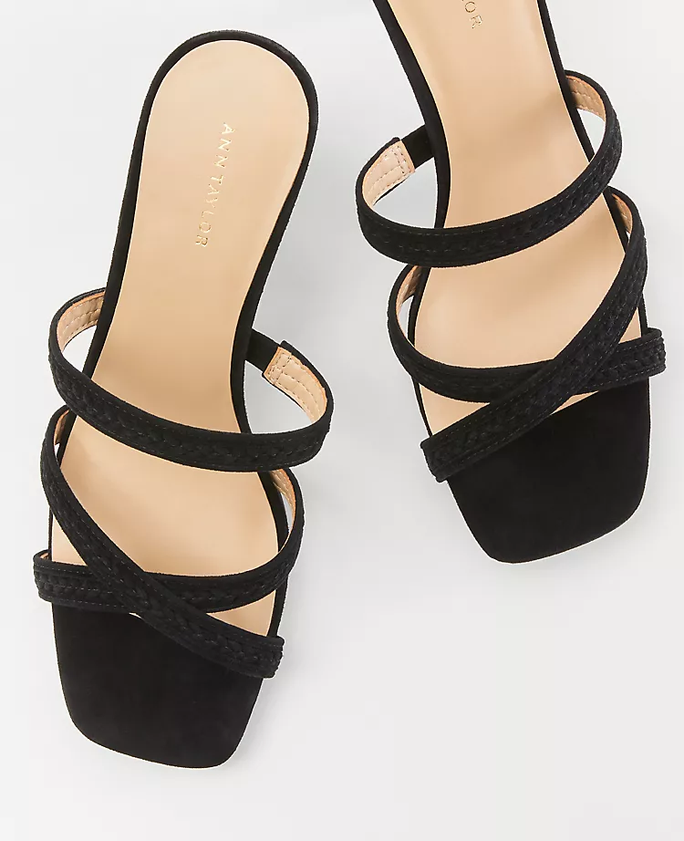 Braided Leather Strappy Mule Sandals - Elegant Mid-Heel Comfort 2 Braided Leather Strappy Mule Sandals - Elegant Mid-Heel Comfort - Image 2