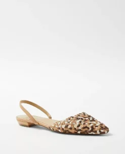 Elegant Woven Leather Slingback Flats with Padded Footbed