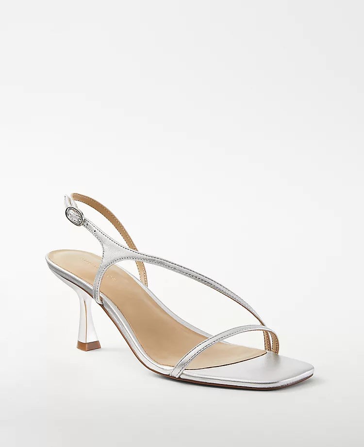 Elegant Asymmetrical Leather Strappy Sandals - 2.5" Mid Heel 1 Elegant Asymmetrical Leather Strappy Sandals - 2.5" Mid Heel