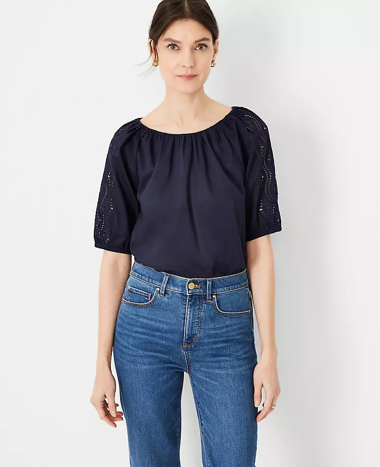 Eyelet Raglan Sleeve Top 1 Eyelet Raglan Sleeve Top