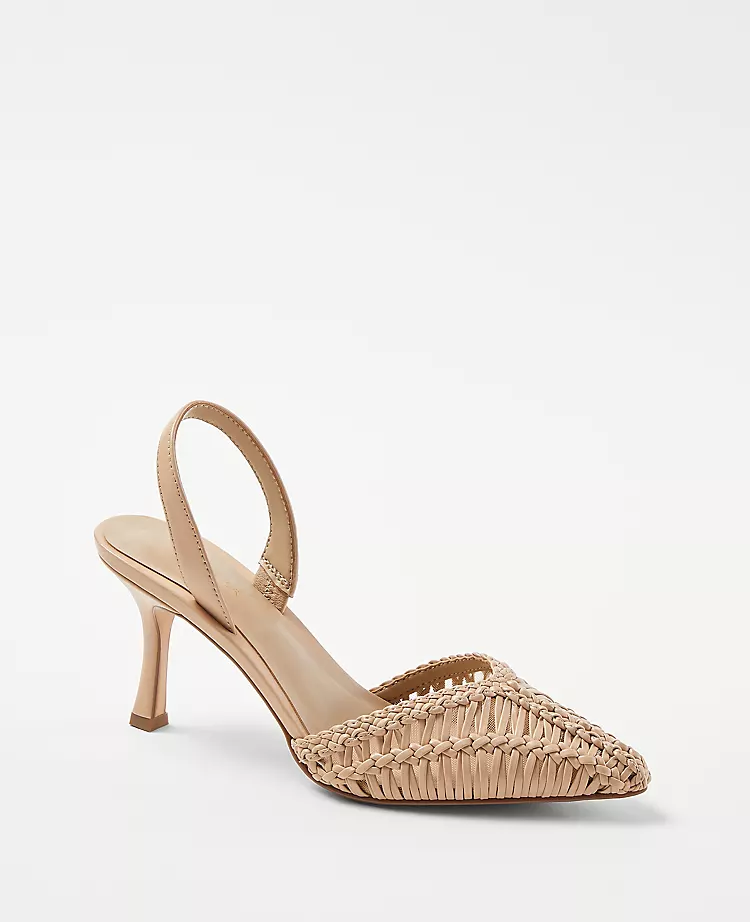 Elegant Woven Slingback Pumps with Comfortable Padded Footbed 1 Elegant Woven Slingback Pumps with Comfortable Padded Footbed