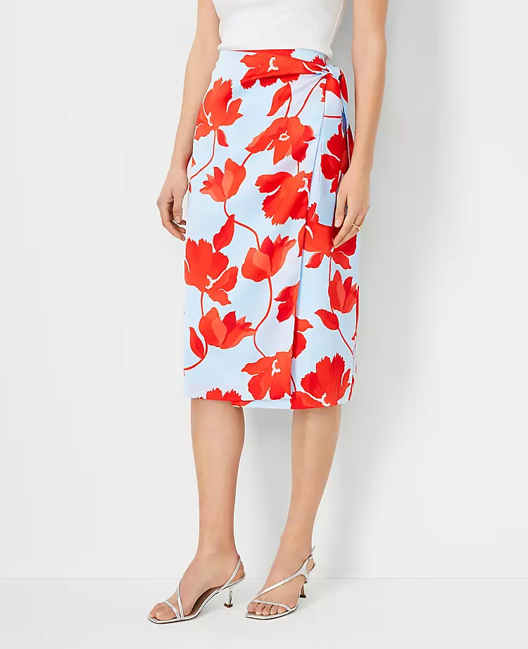 Floral Sarong Pencil Skirt - Tie-Waist Wrap Midi Skirt 1 Floral Sarong Pencil Skirt - Tie-Waist Wrap Midi Skirt
