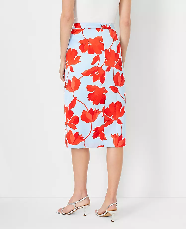 Floral Sarong Pencil Skirt - Tie-Waist Wrap Midi Skirt 2 Floral Sarong Pencil Skirt - Tie-Waist Wrap Midi Skirt - Image 2