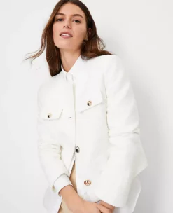 Elegant Cropped Tweed Jacket with Button Detail - Jewel Neck Blazer 10 Elegant Cropped Tweed Jacket with Button Detail - Jewel Neck Blazer -Ann Taylor Store 613311 9000 ALT2